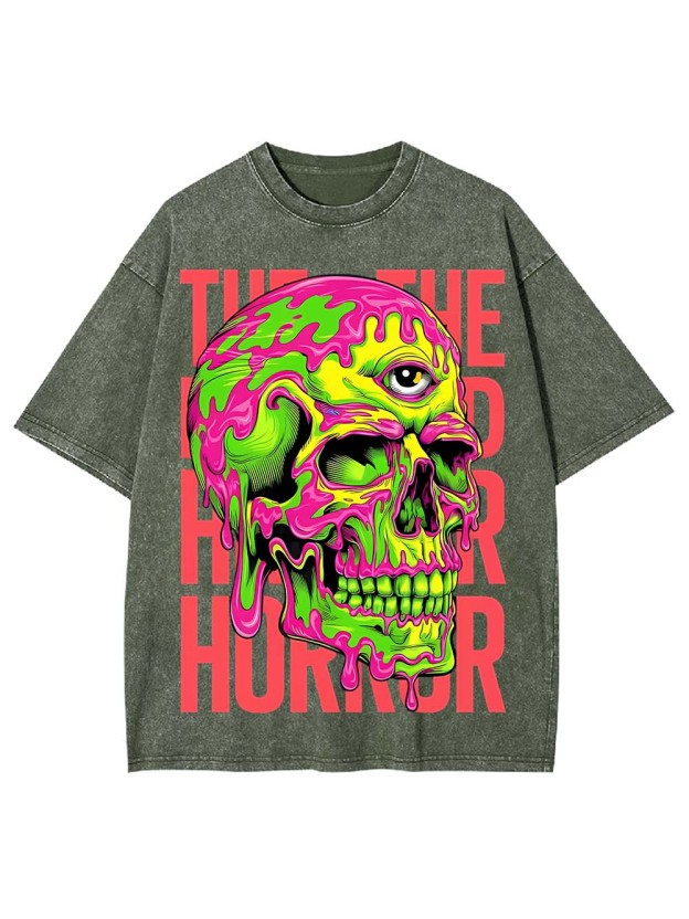 MELTING SKULL HORROR WASHED TSHIRT