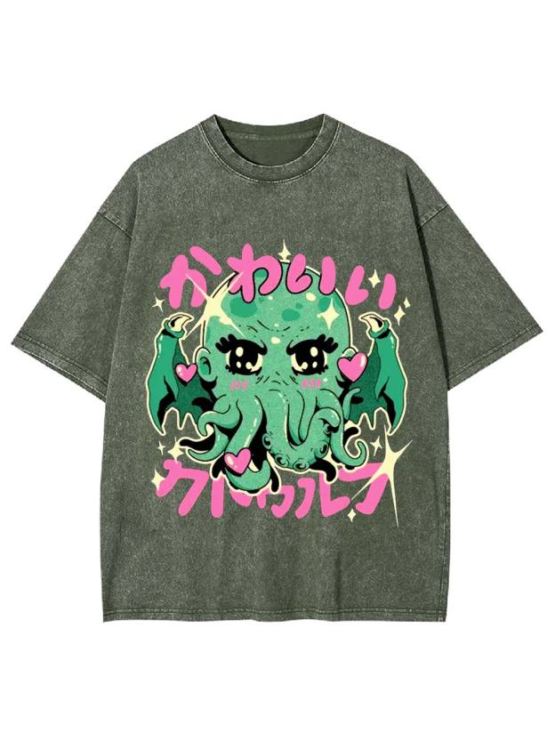 Kawaii Cthulhu Washed Tshirt