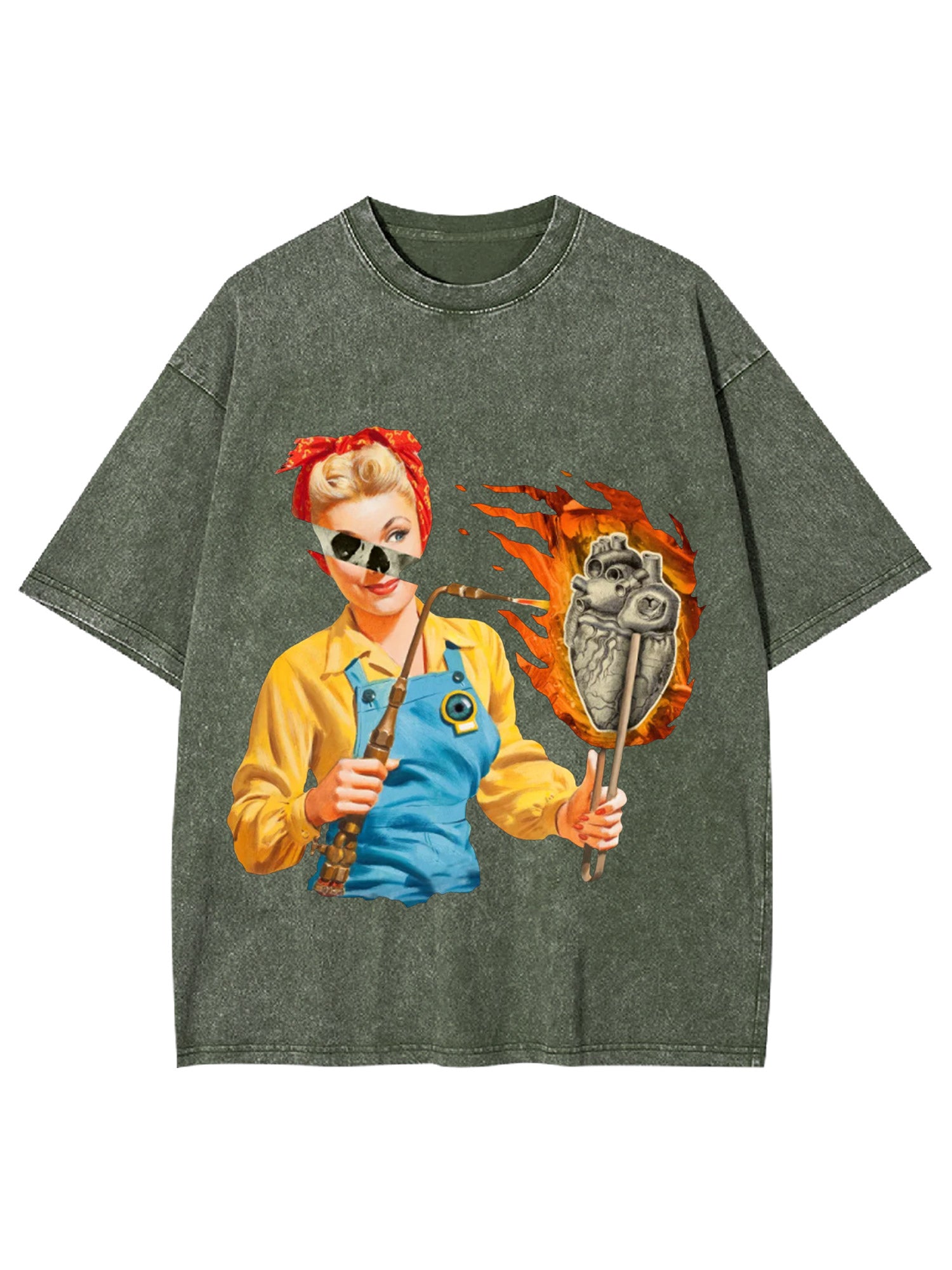 Burning Heart Washed Tshirt