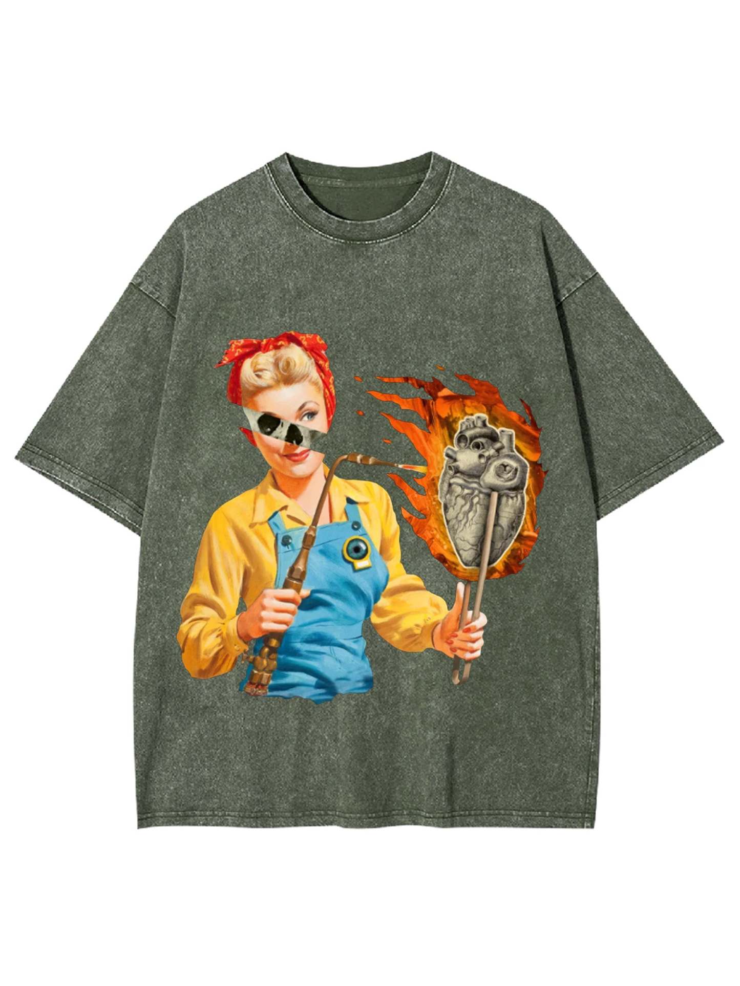 Burning Heart Washed Tshirt