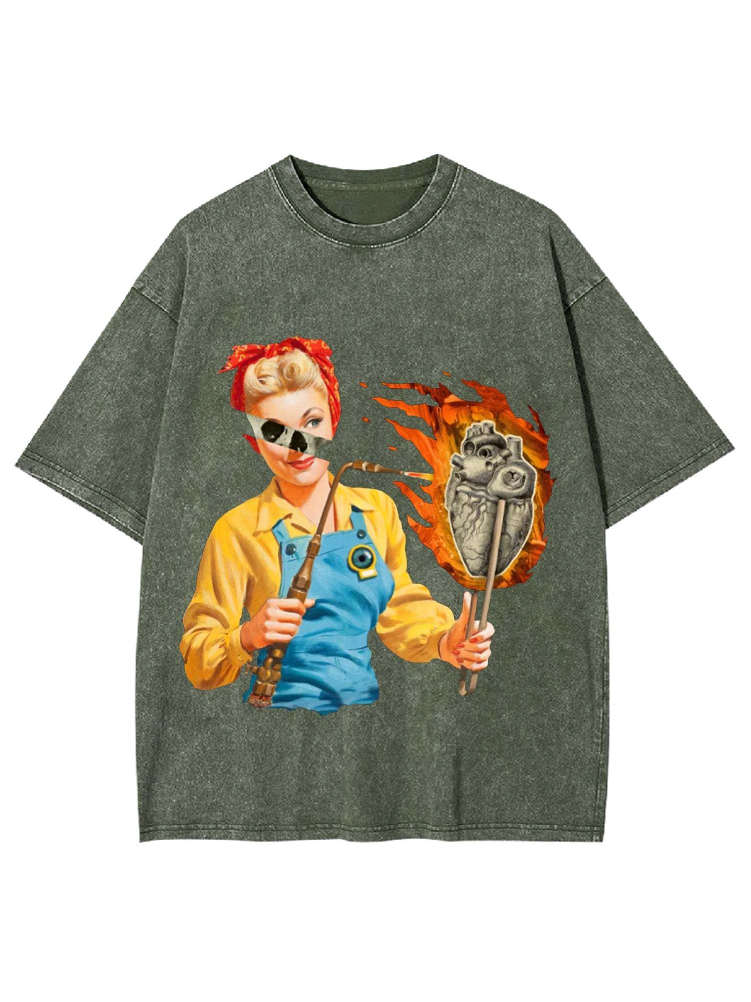 Burning Heart Washed Tshirt