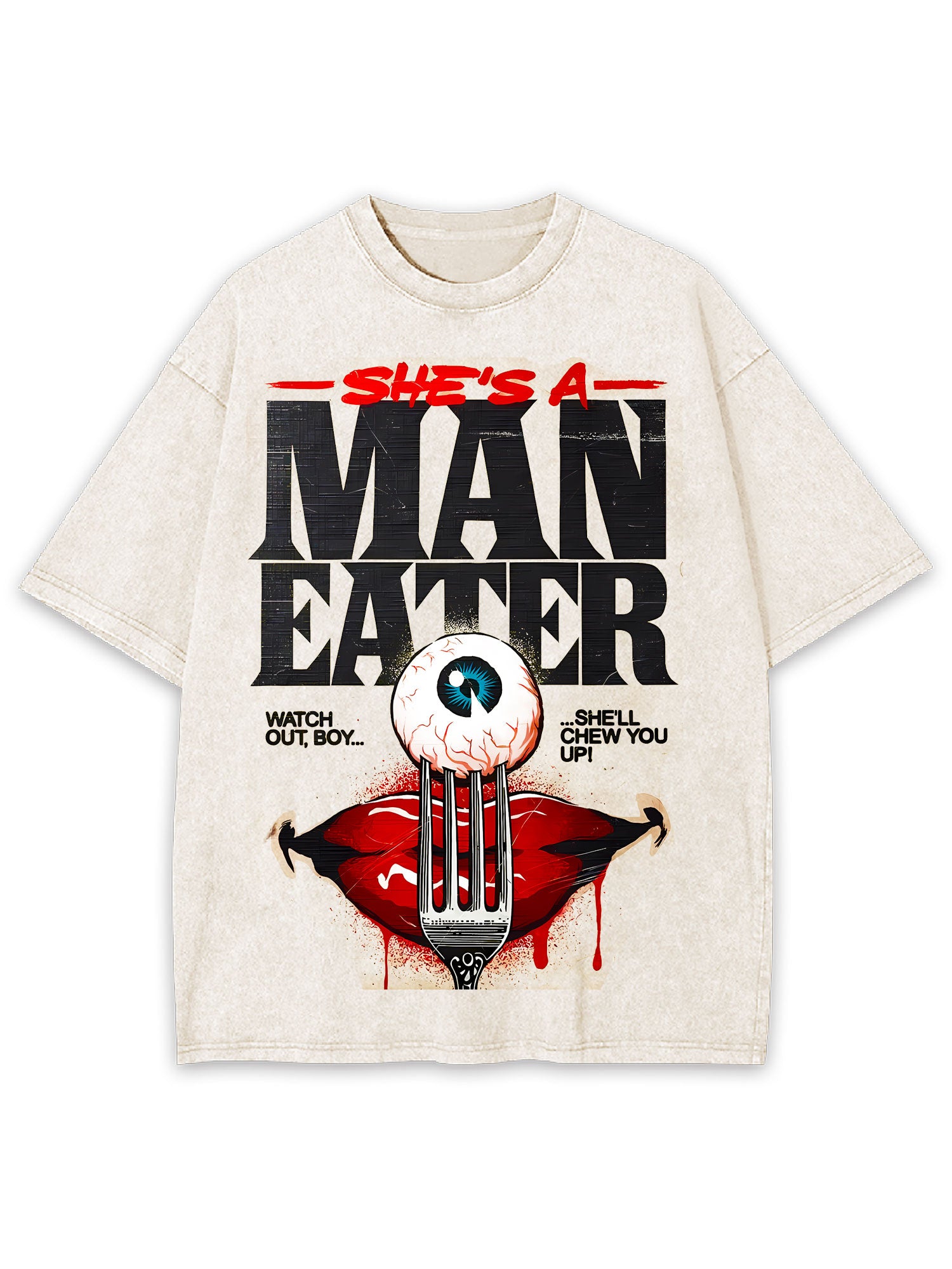She's A Man Eater Washed Tshirt