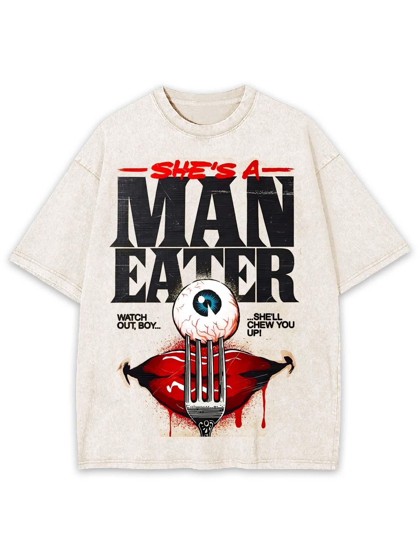 She's A Man Eater Washed Tshirt-ClassyOutlaw Sale