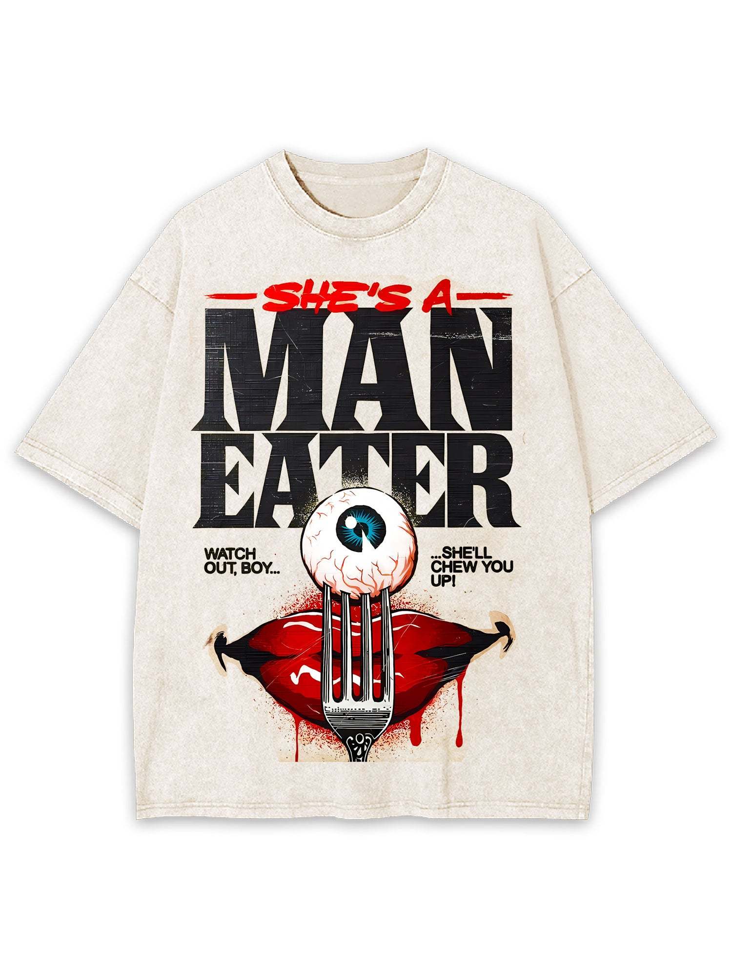 She's A Man Eater Washed Tshirt-ClassyOutlaw Sale