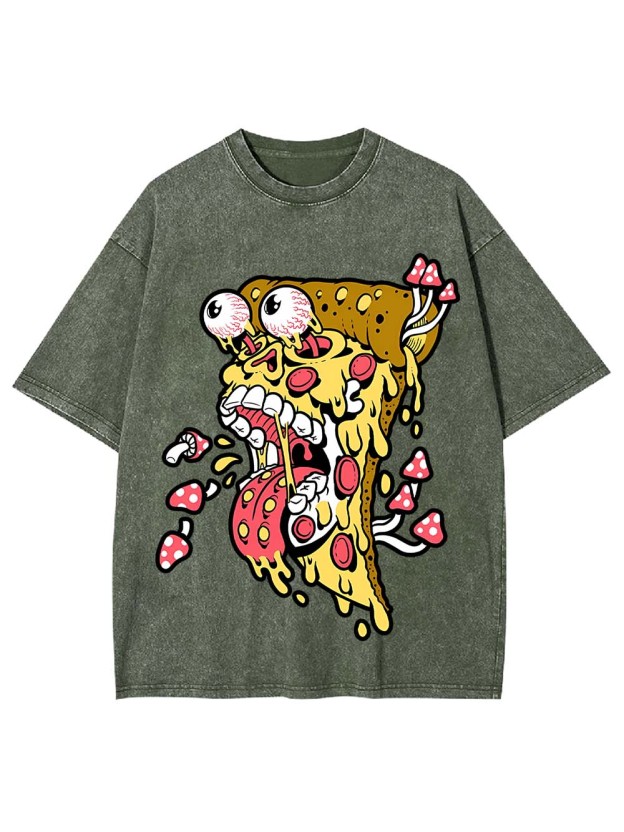 Trippy Pizza Madness Washed Tshirt