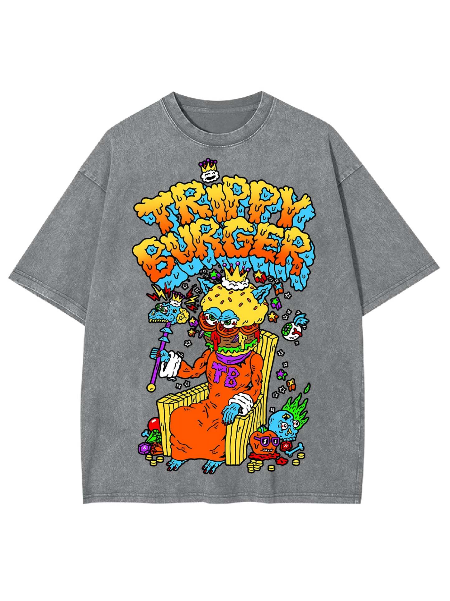 Trippy Burger Washed Tshirt
