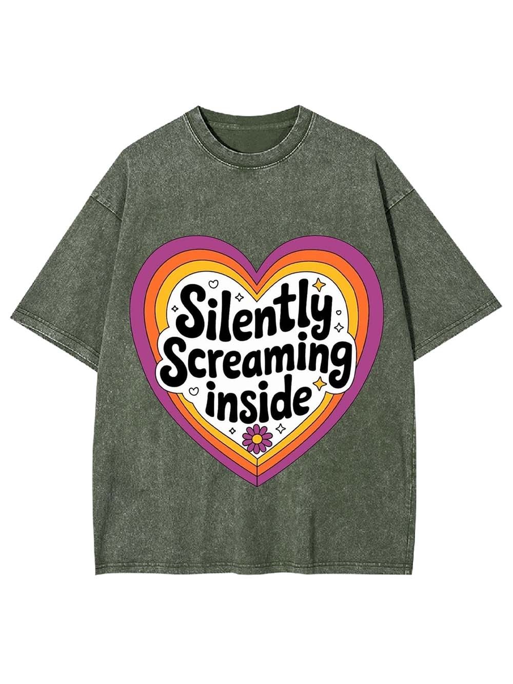 SILENTLY SCREAMING INSIDE WASHED TSHIRT