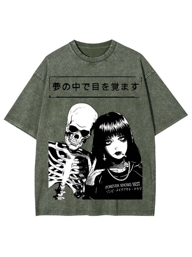 Japanese Vaporwave Spooky Love Essential Washed Tshirt