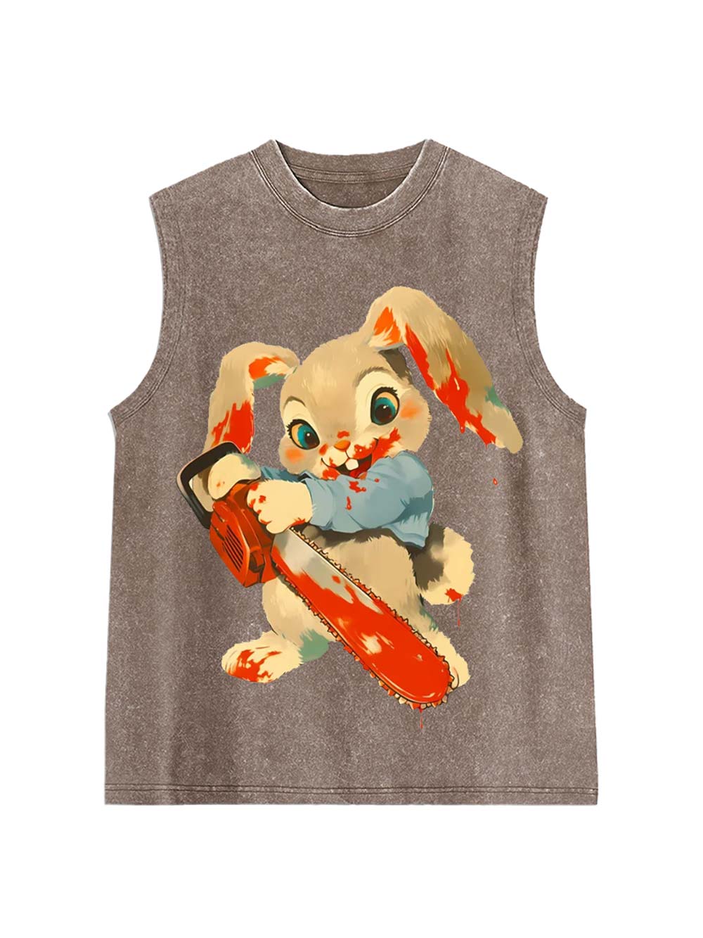Bloody Bunny with Chainsaw Washed Tank Top