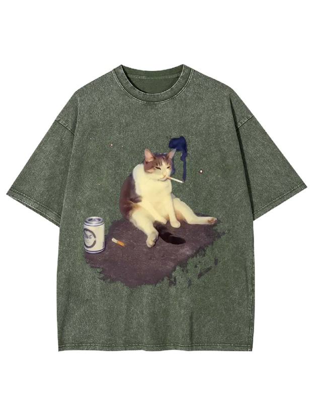 Chill Cat Vibes Washed Tshirt Washed Tshirt