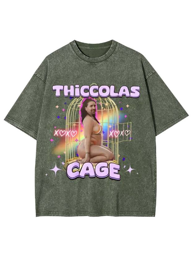 Thiccolas Cage Washed Tshirt Washed Tshirt