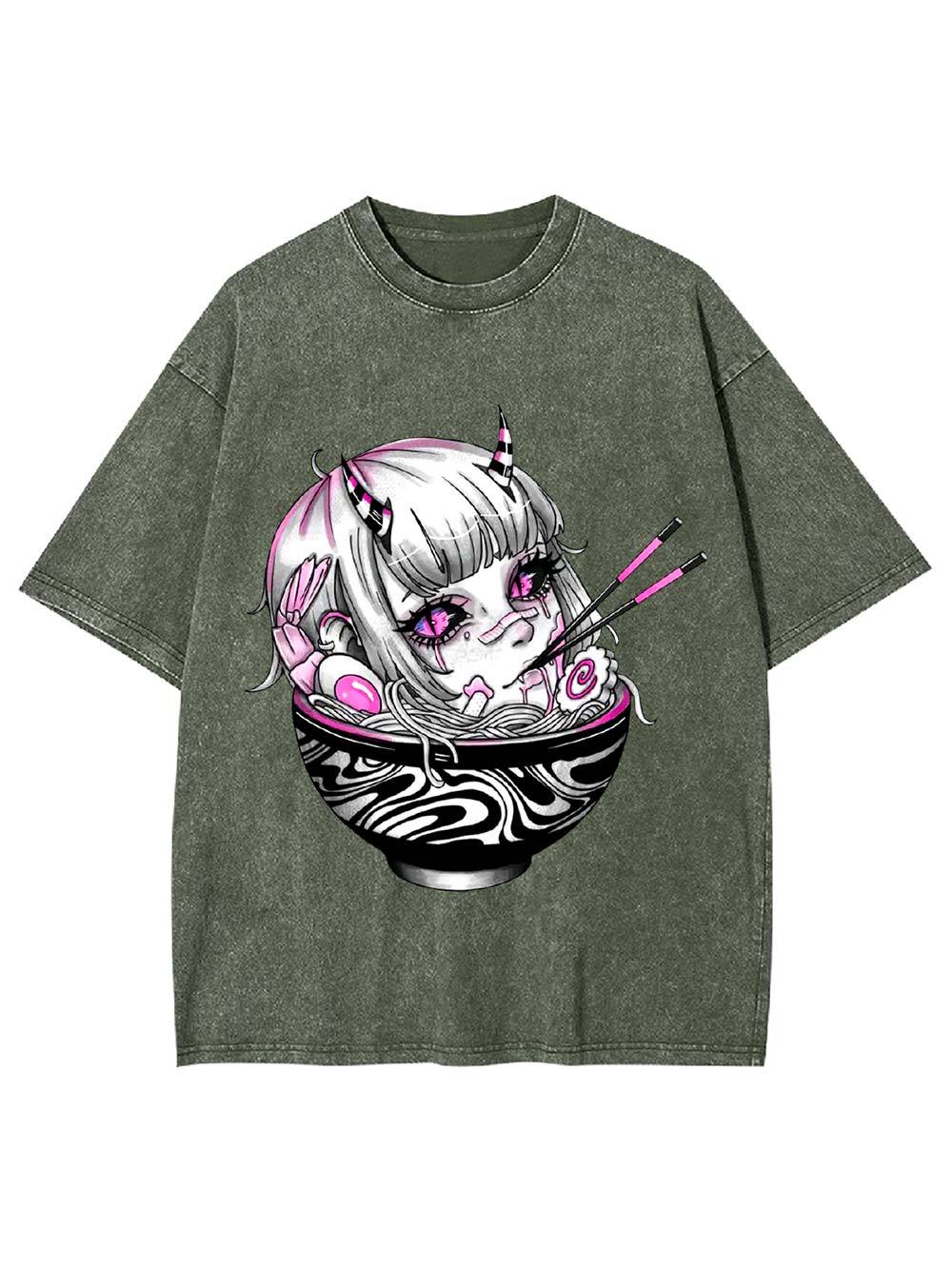 Demon in the Ramen Bowl Washed Tshirt