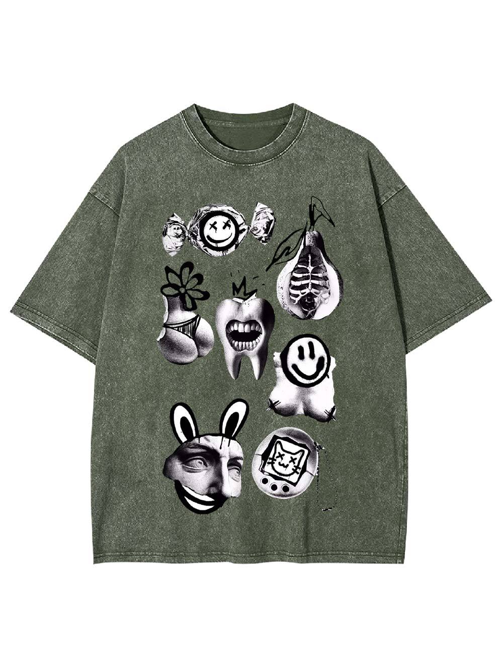 Abstract Chaos Collage Washed Tshirt