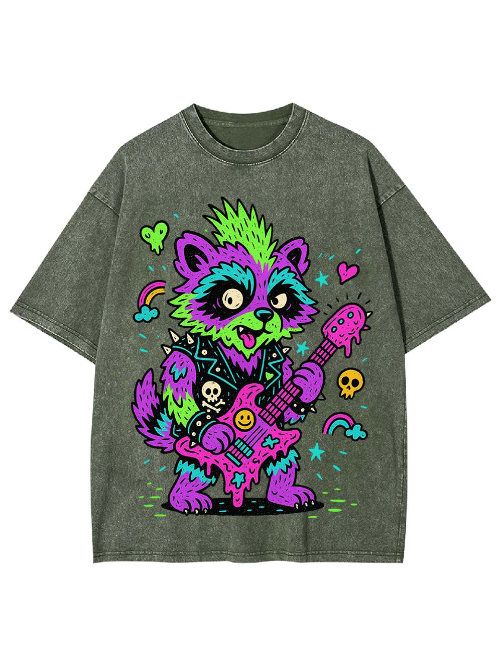 trippy raccoon Washed Tshirt