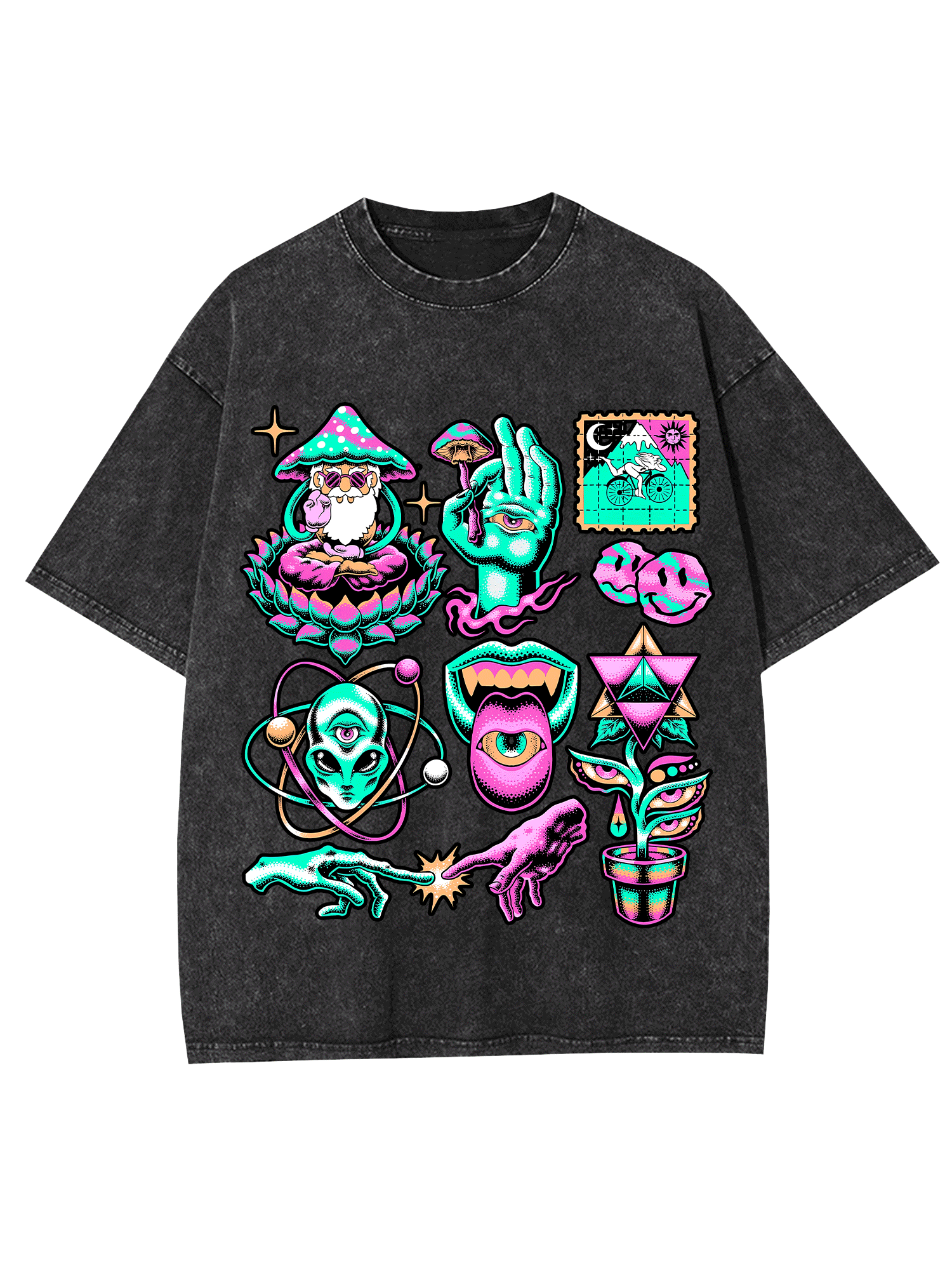 PSYCHEDELIC ART WASHED TSHIRT