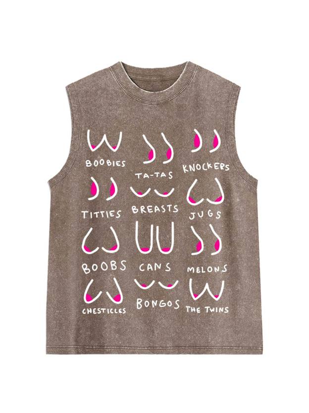 Breasts Slang Washed Tank Top
