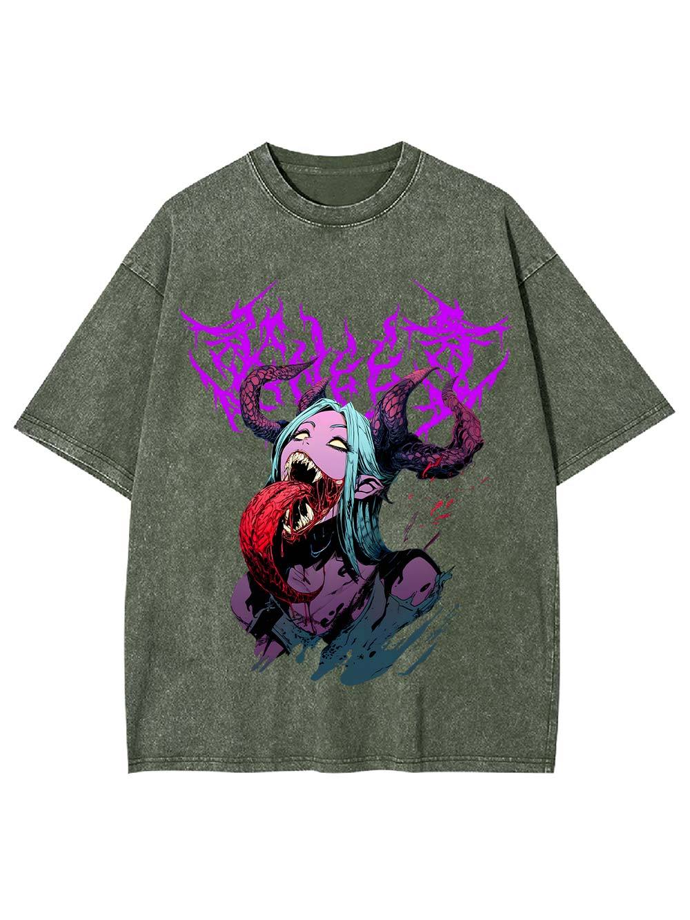 Demonic Elegance Unleashed Washed Tshirt