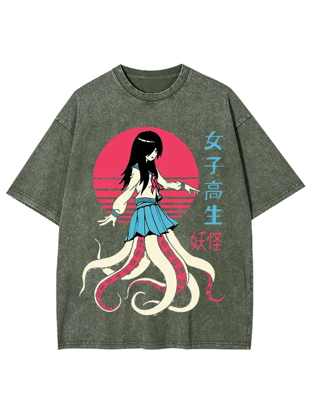 High School Monster Girl Washed Tshirt