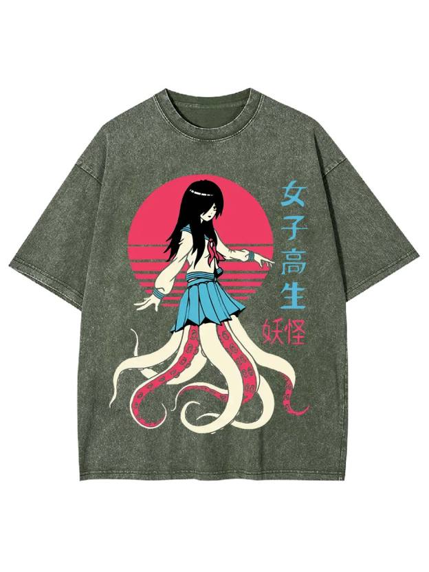 High School Monster Girl Washed Tshirt