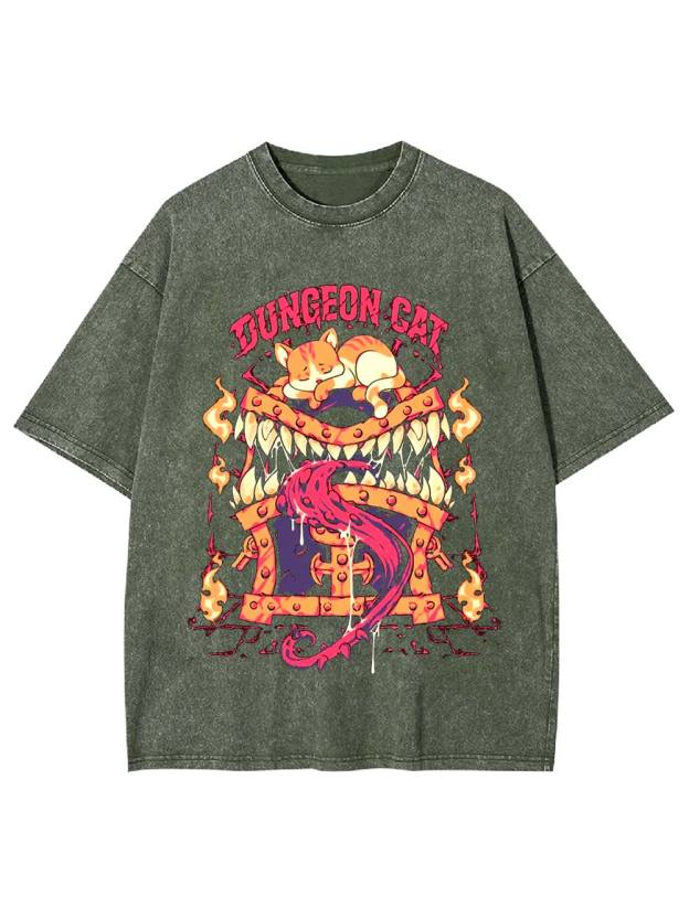 Dungeon Cat Guardian Washed Tshirt