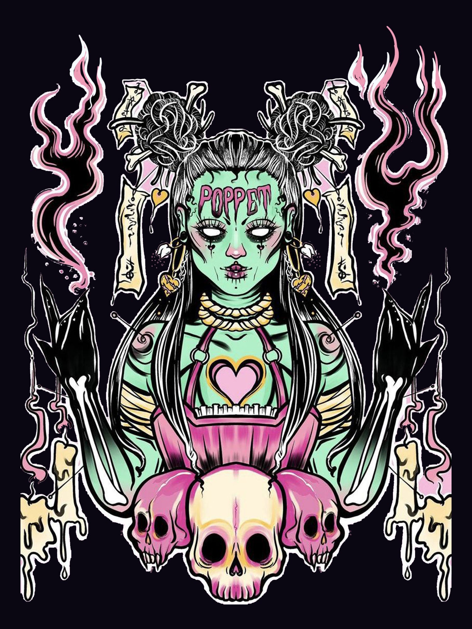 The Voodoo Witch In The Dark Night Washed Tshirt