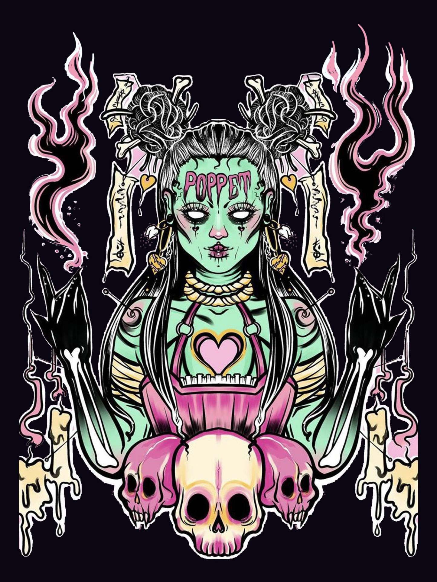 The Voodoo Witch In The Dark Night Washed Tshirt