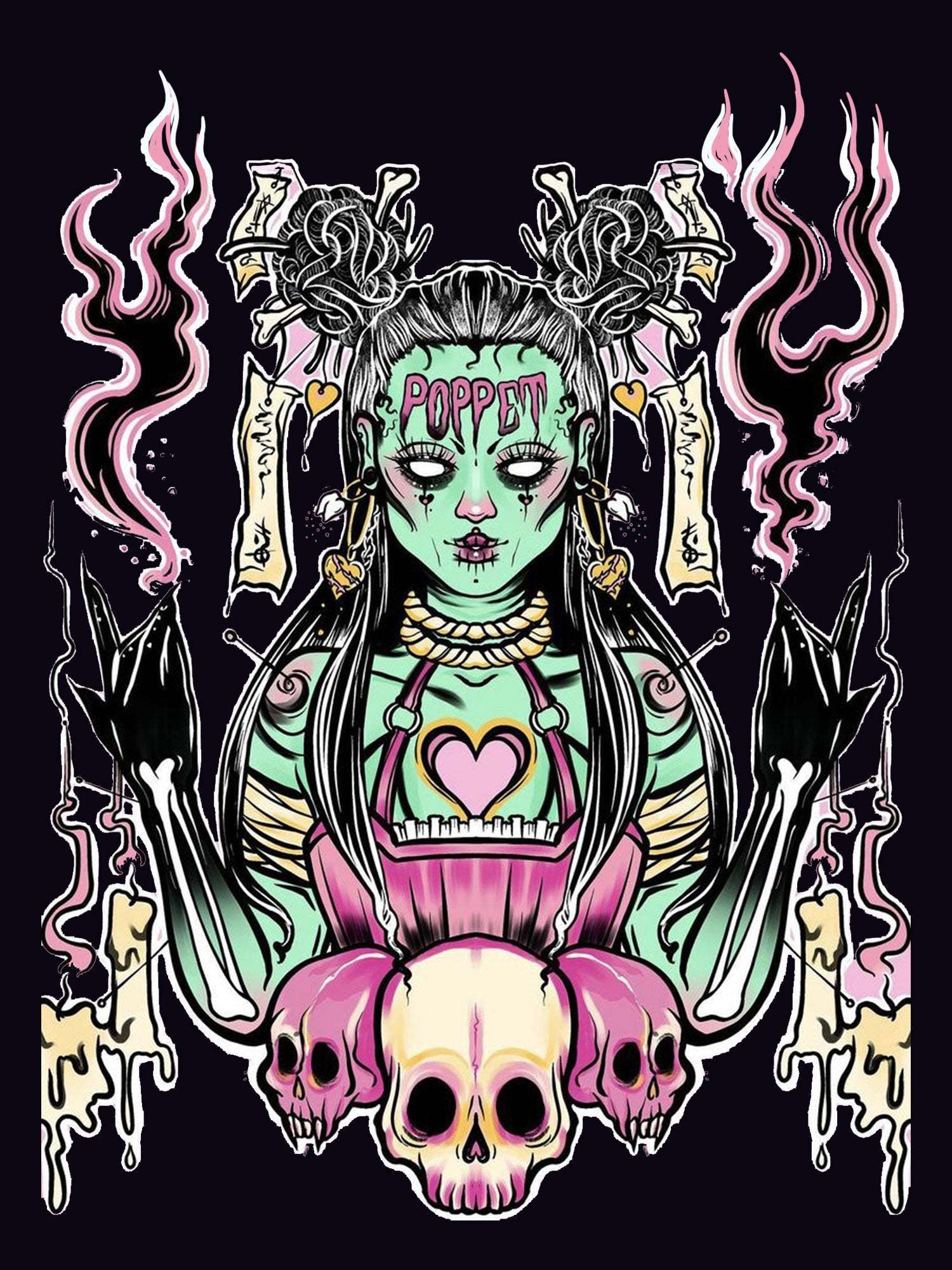 The Voodoo Witch In The Dark Night Washed Tshirt