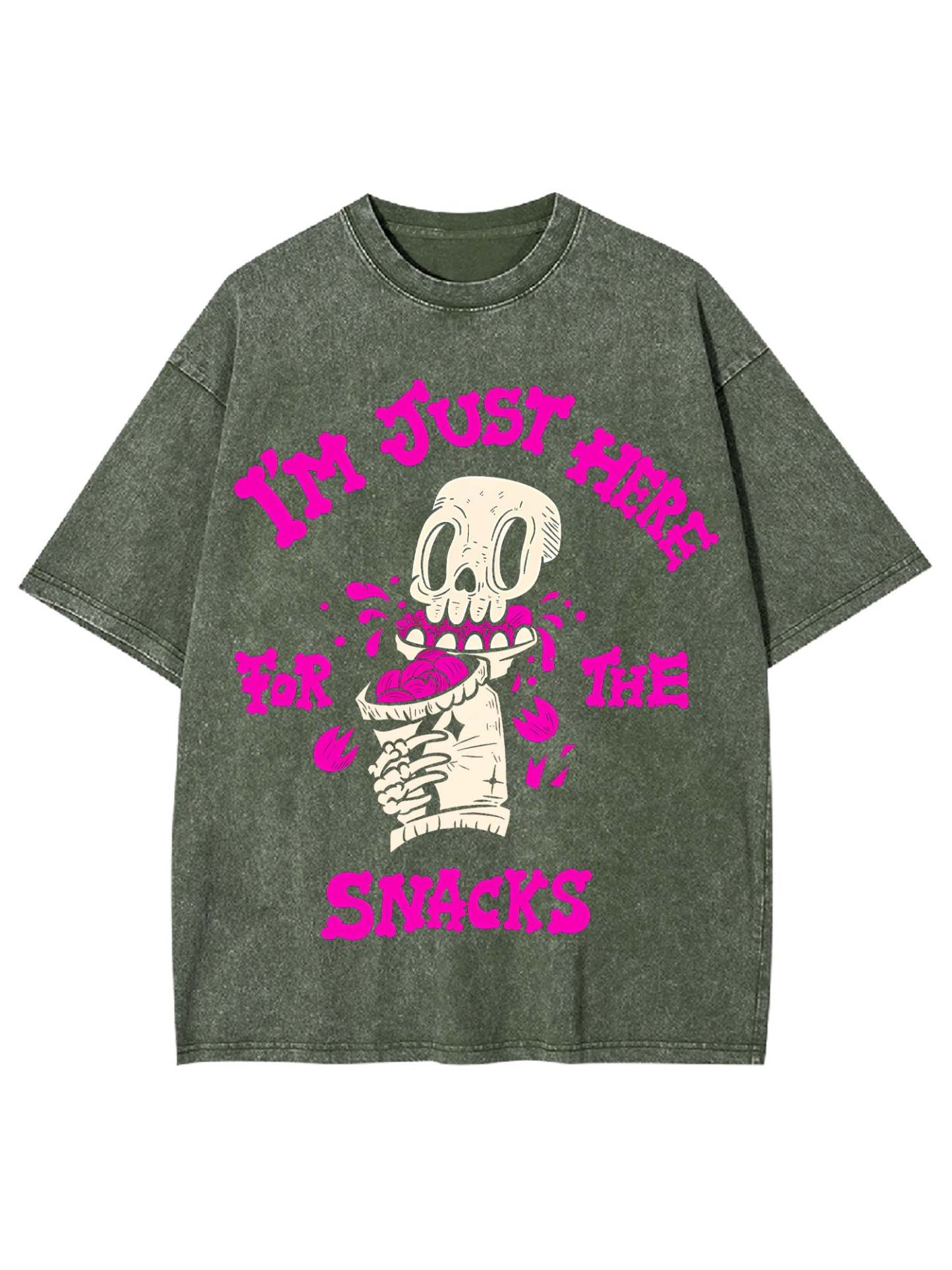 I'm Just Here For The Snacks Washed Tshirt-ClassyOutlaw Sale