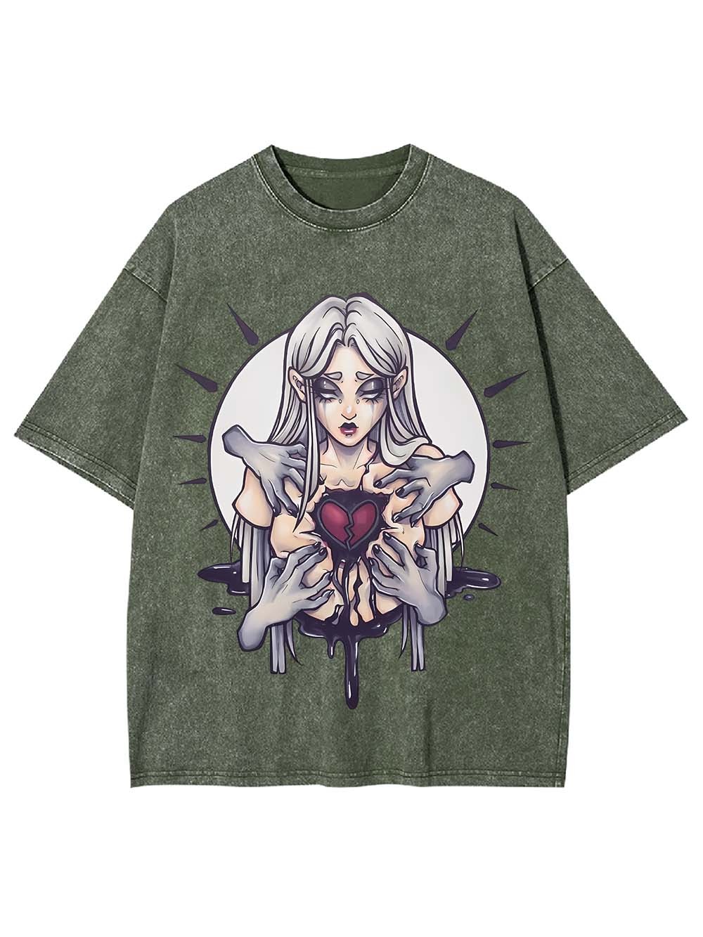 BROKEN HEART GRASP WASHED TSHIRT-ClassyOutlaw Sale