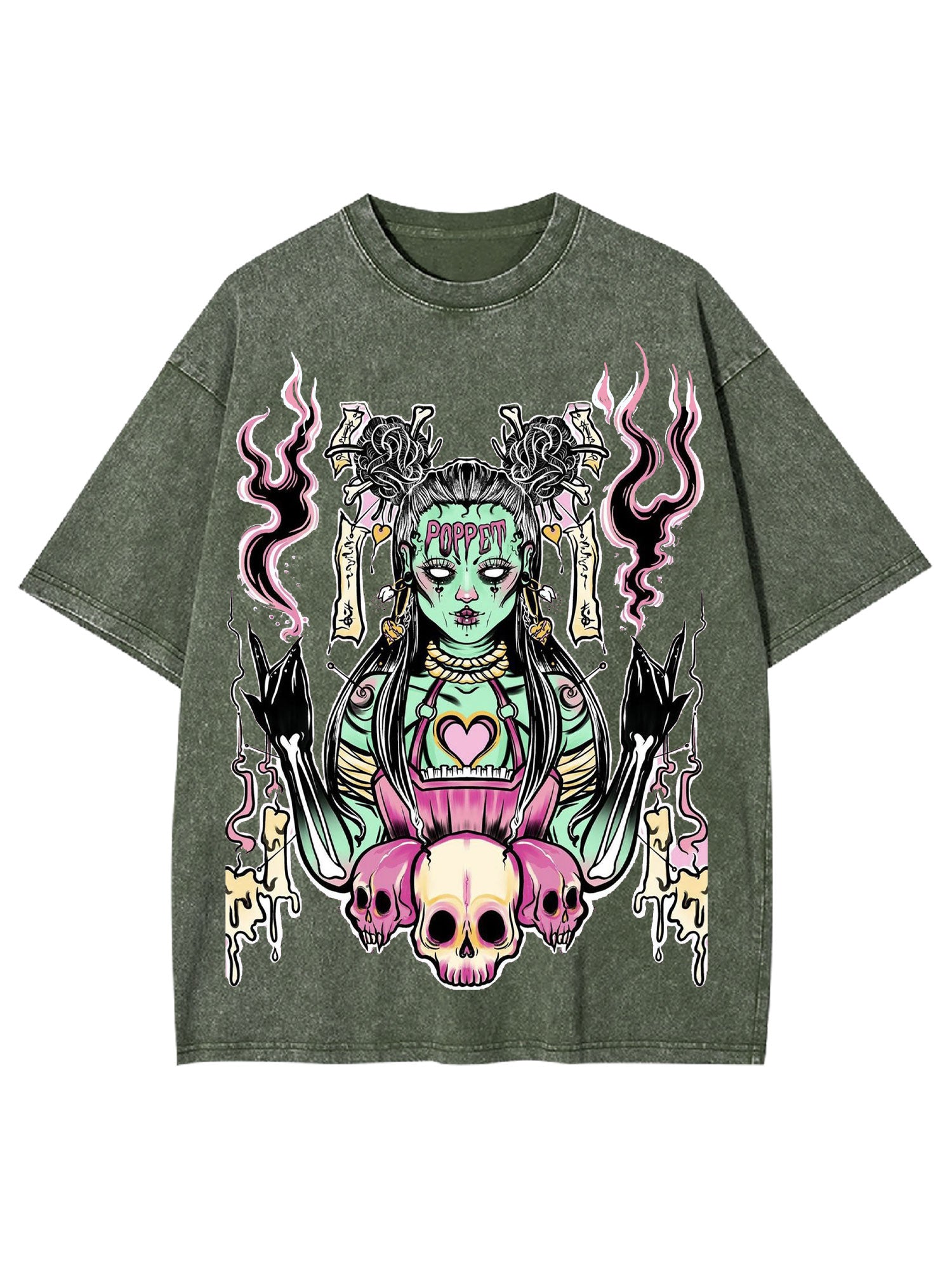 The Voodoo Witch In The Dark Night Washed Tshirt