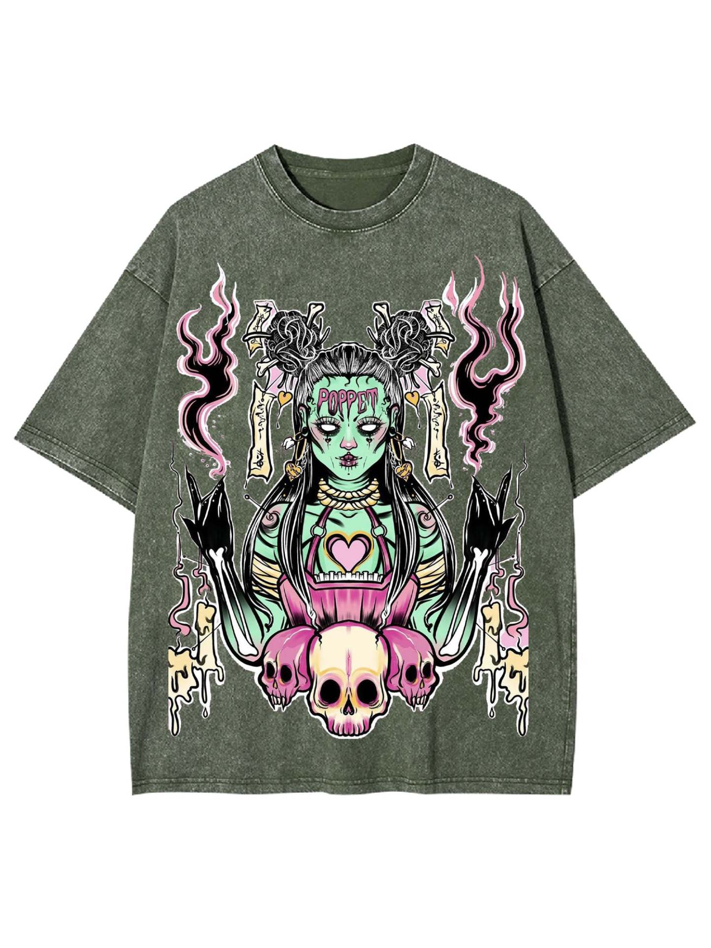 The Voodoo Witch In The Dark Night Washed Tshirt