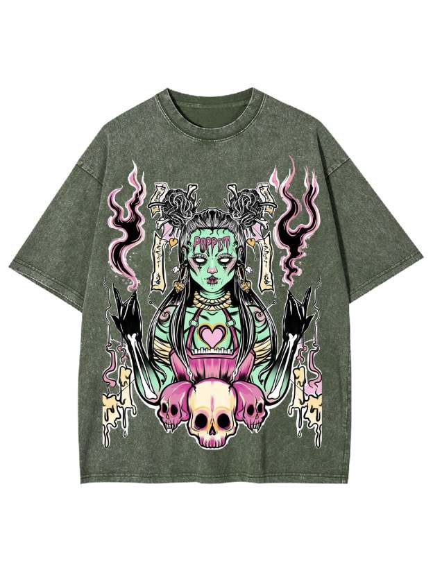 The Voodoo Witch In The Dark Night Washed Tshirt