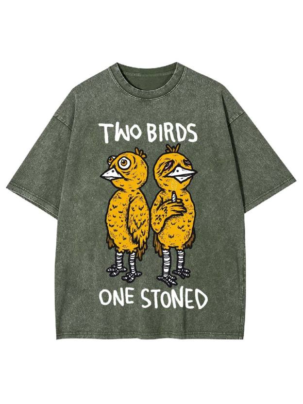 Two Birds One Stoned Washed Tshirt