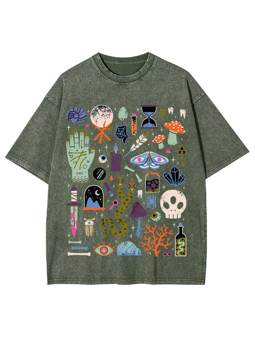 Eclectic Mystical Symbols Washed Tshirt