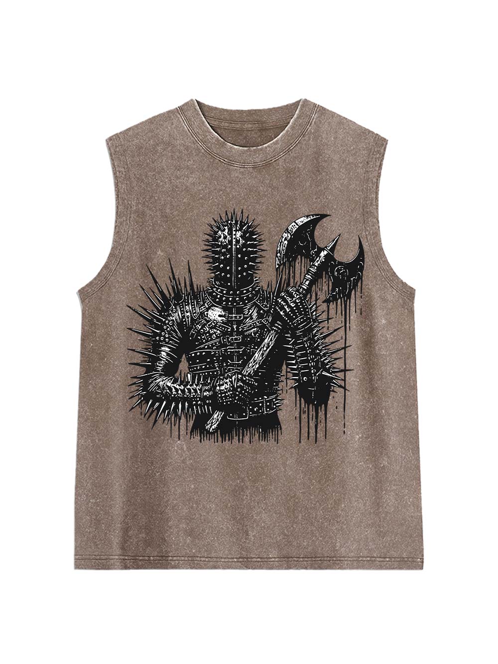 Spiked Warrior with Battle Axe Washed Tank Top