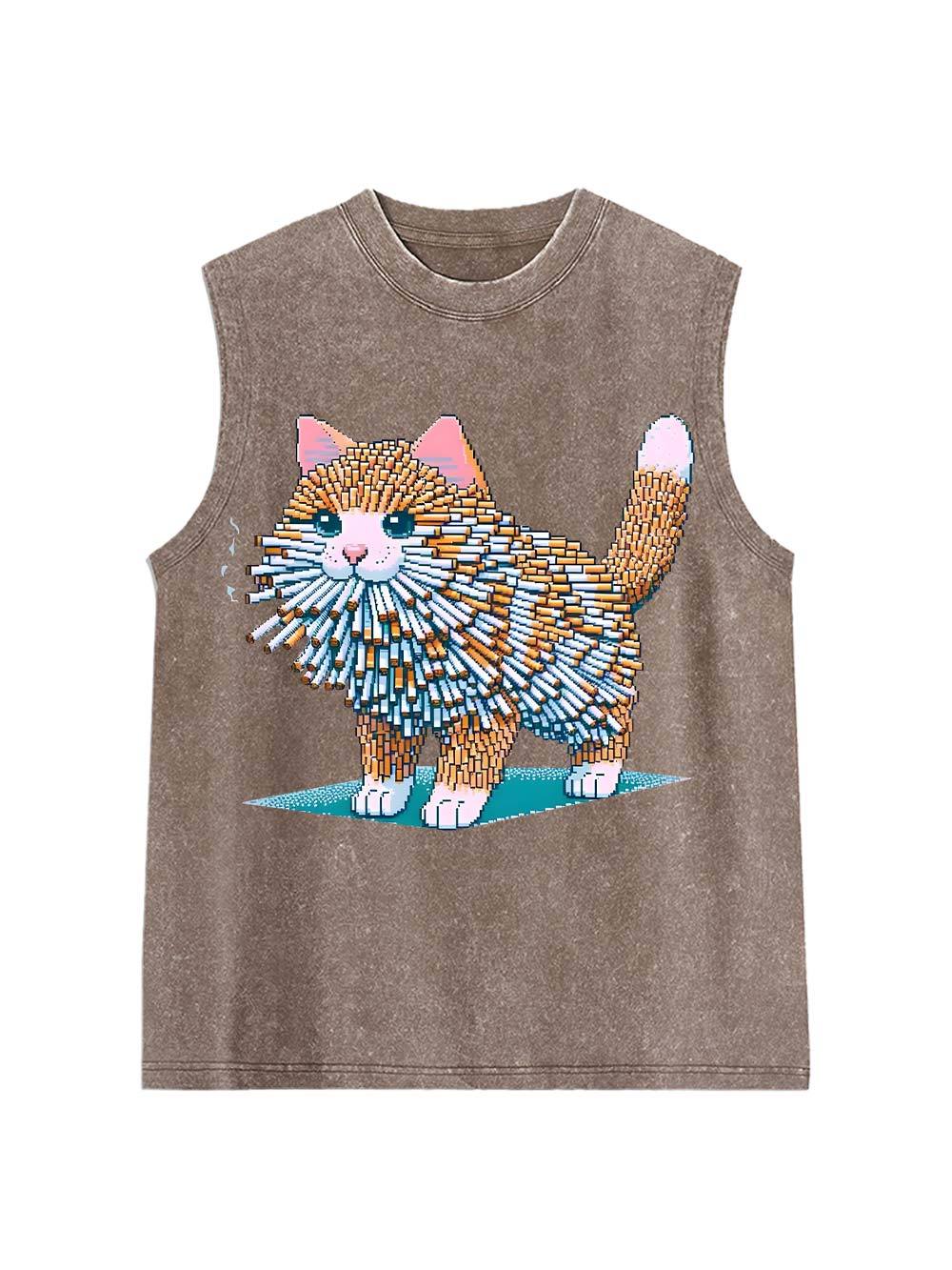 Cigarette Cat  Washed Tank Top