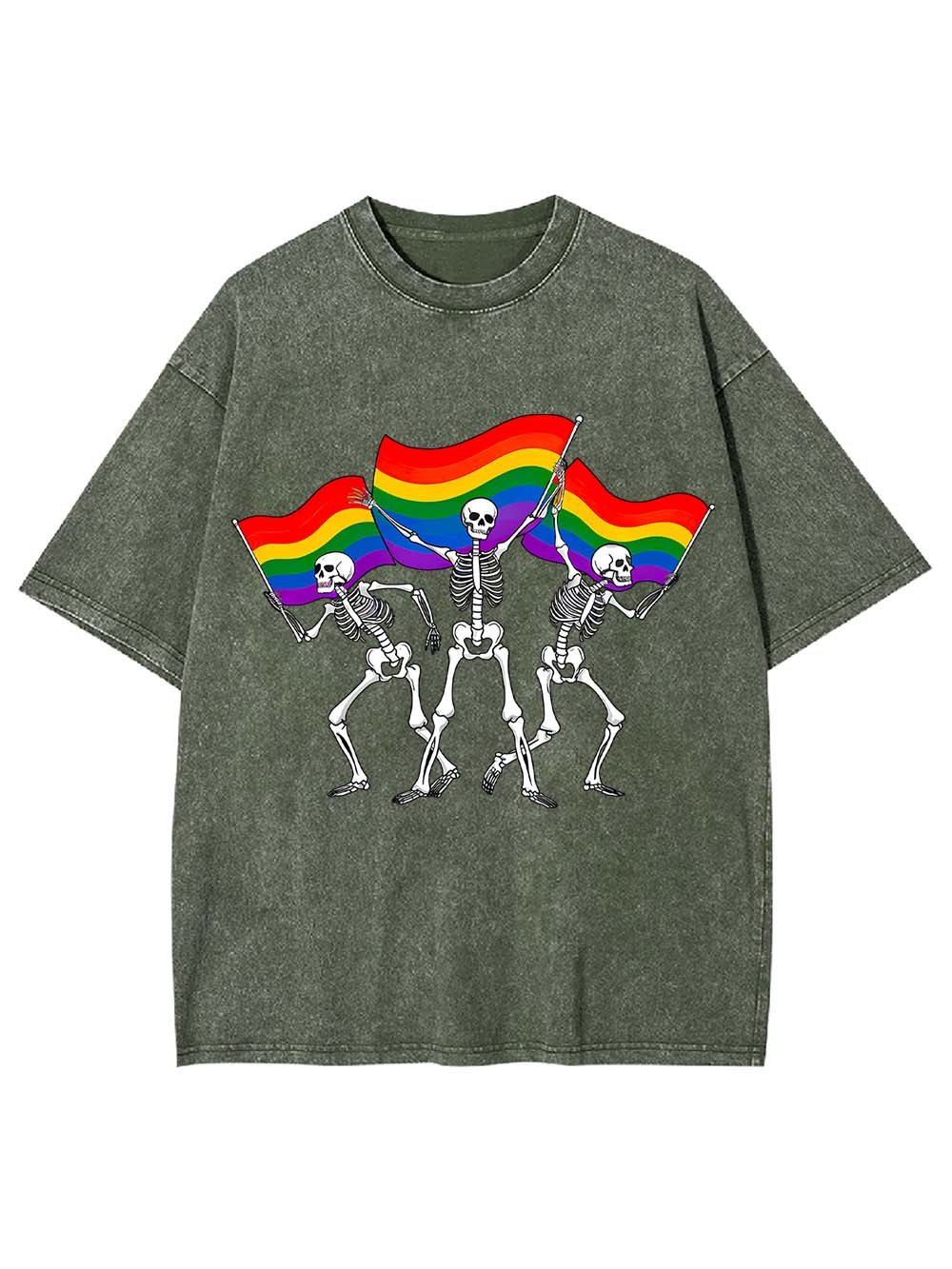 Pride Parade Skeletons Washed Tshirt