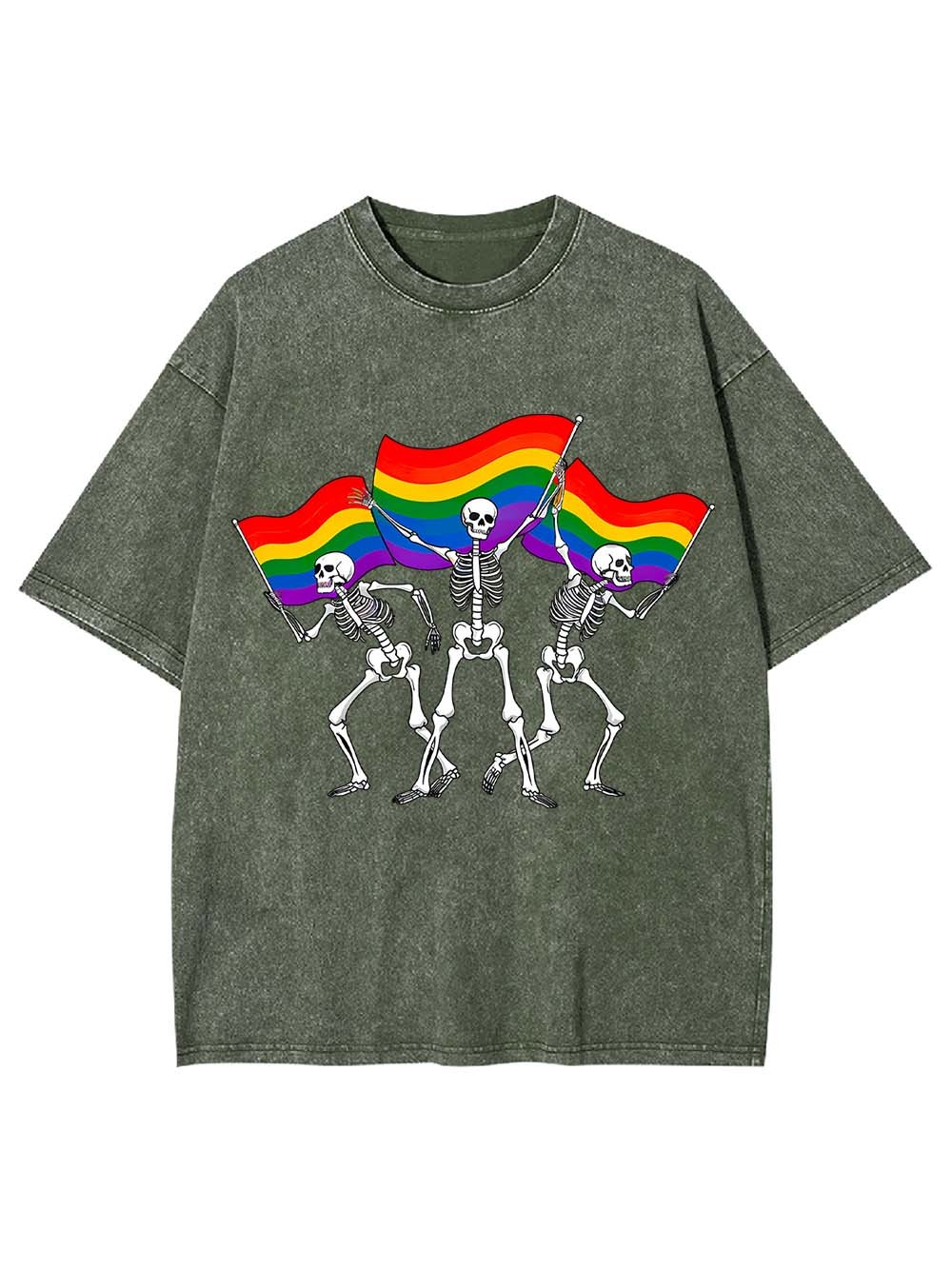Pride Parade Skeletons Washed Tshirt