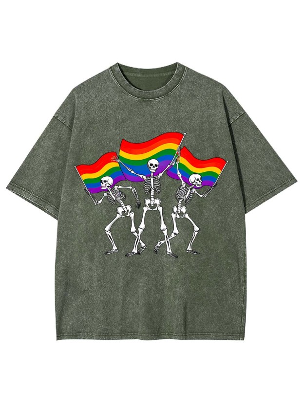 Pride Parade Skeletons Washed Tshirt
