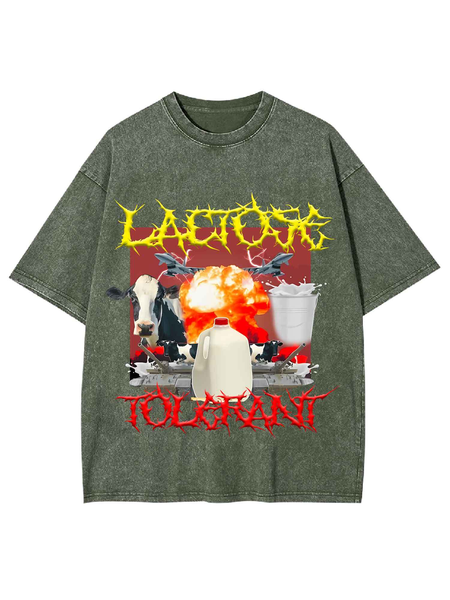 Lactose Intolerant Washed Tshirt-ClassyOutlaw Sale