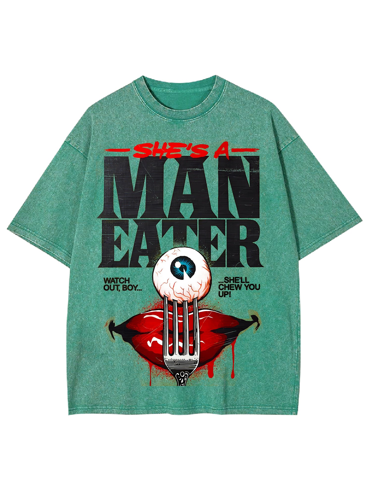 She's A Man Eater Washed Tshirt