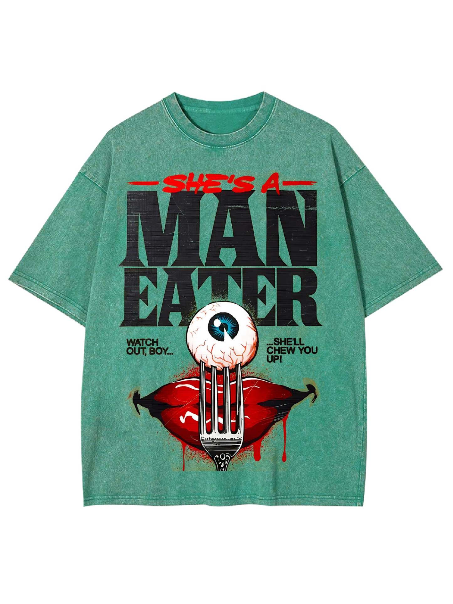 She's A Man Eater Washed Tshirt