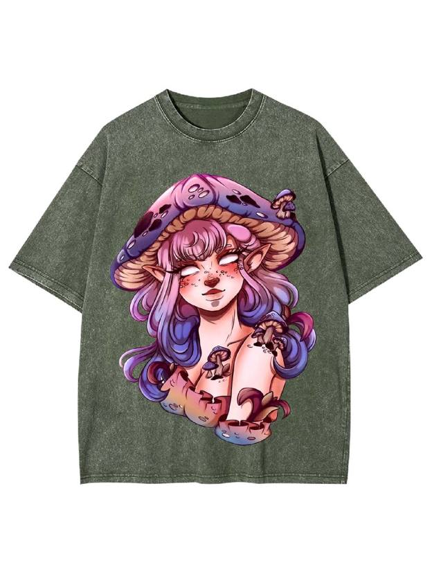 Mushroom Fairy Enchantress Washed Tshirt