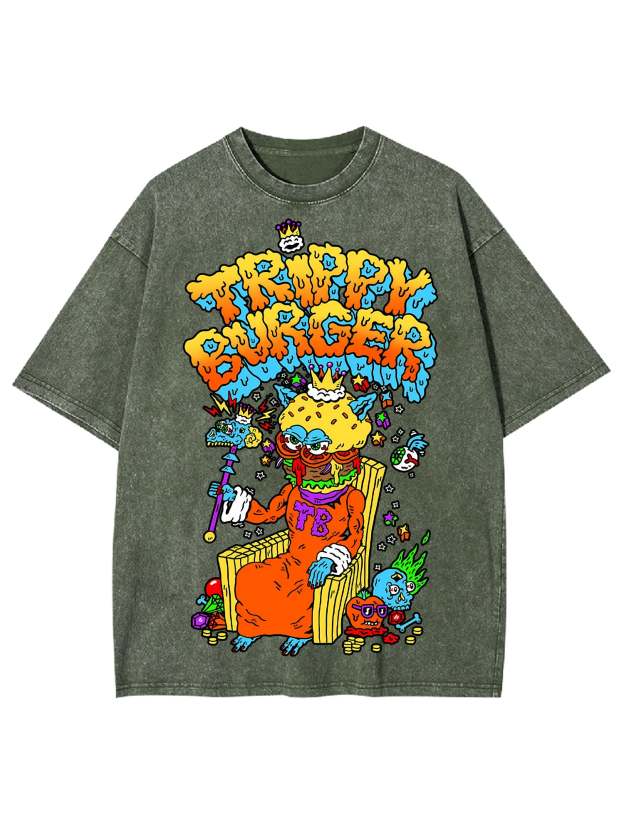 Trippy Burger Washed Tshirt