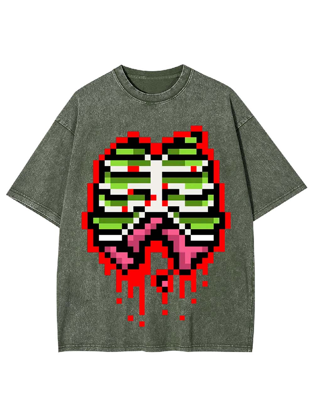 Pixel Ribs Washed Tshirt