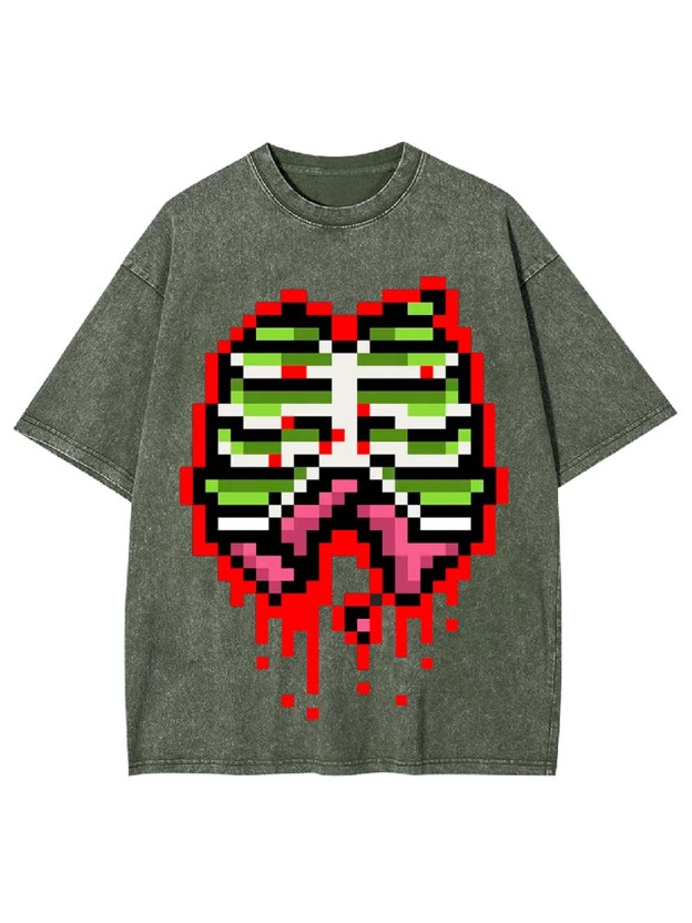 Pixel Ribs Washed Tshirt