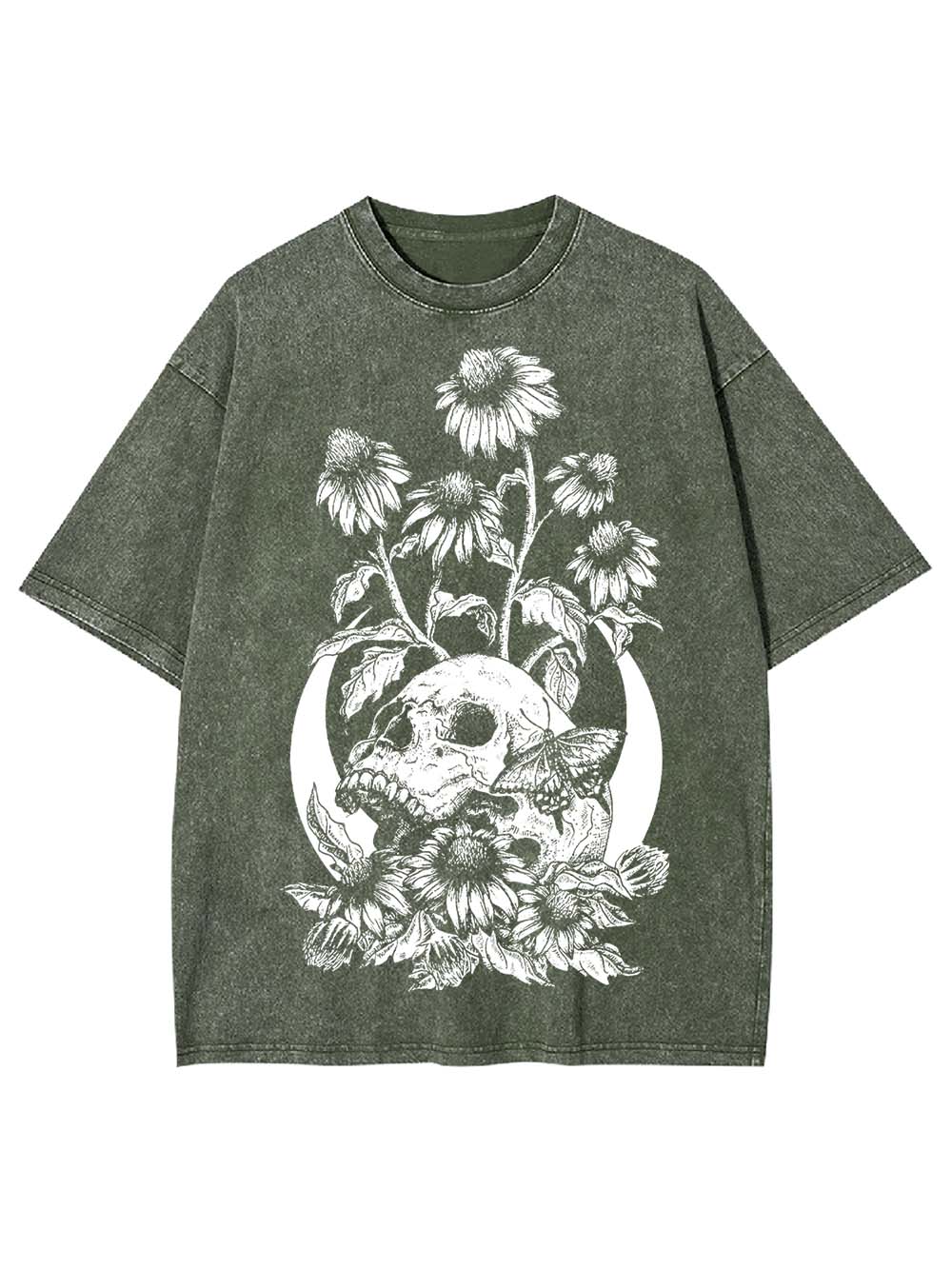 Floral Skull Washed Tshirt