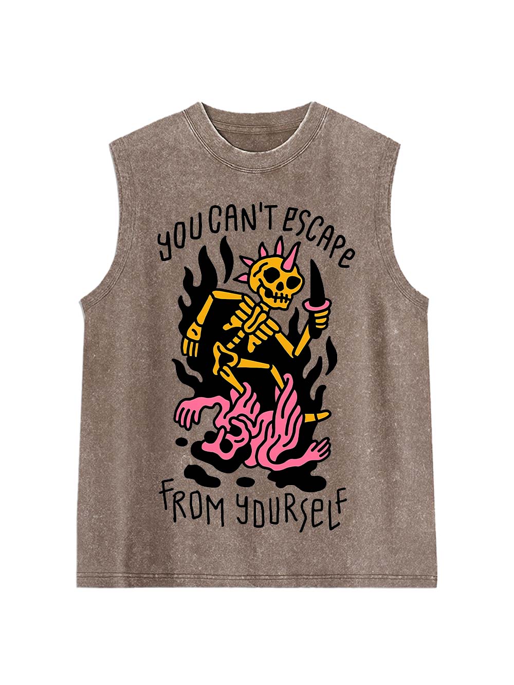 You Can't Escape From Yourself Washed Tank Top