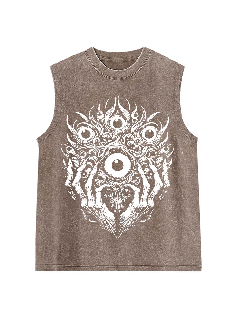 Skull Of Many Eyes Washed Tank Top