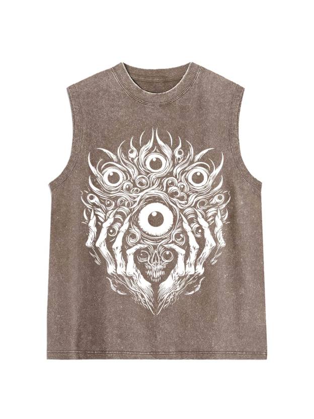 Skull Of Many Eyes Washed Tank Top